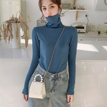 Thin student turtleneck base shirt womens cotton lapel solid color T-shirt long-sleeved slim slim fit inside the new autumn and winter clothes