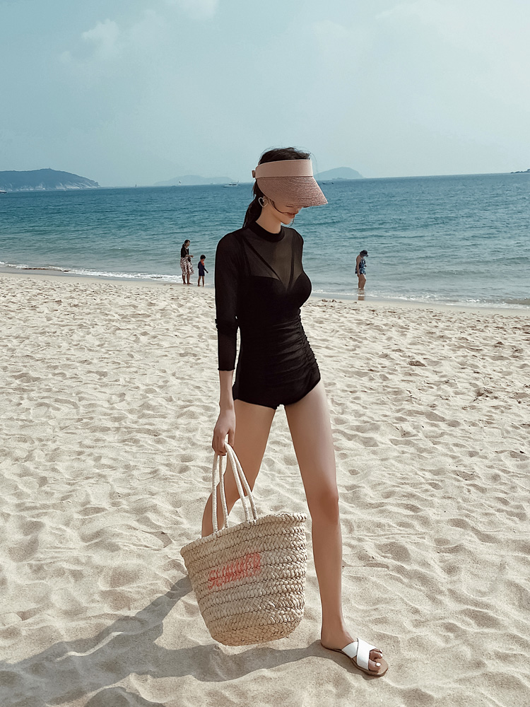 Vido's new sexy swimsuit shades slim fit with long sleeves small chest steel to woo bikini spa swimsuit