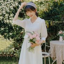 Spring and summer French Retro Temperature Hepburn Short First Love Date Dress Registered Engagement Little Wedding Dress