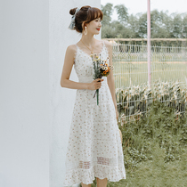 21 New Summer Super fairy gentle ins Wind suspenders dress holiday travel patter hipster temperament floral skirt