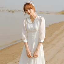 21 Autumn New French satin gentle first love super fairy license registration small white dress engagement dress light wedding dress