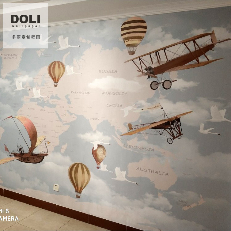 Children's room custom 3d three-dimensional mural bedroom female bedside background wall wall covering seamless whole house new Nordic style