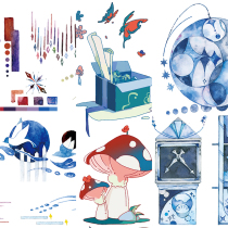 New seven-day corpora handbooks collection of materials and paper adhesive tapes Stickers Fantasy Night Time Laboratory Night Special Oil