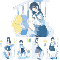 New Seven-day Corpora Hands Ledger Handbill Material and Paper Adhesive Sticker Characters Green Summer Break Dream Oil Whole Rolls