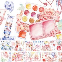 New seven-day corpora PET special oil hand ledger material and paper adhesive sticker characters colorful paint whole roll