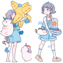 New Seven-day Corpora Hands Ledger Material Cute and Paper Adhesive Tapes Decorative Stickers Characters Rainbow Unicorn Special Oil