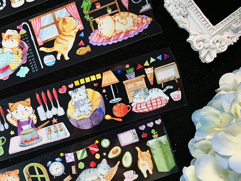 Cat Daily PET Paper Tape - Washi Tape - Plastic Multicolor