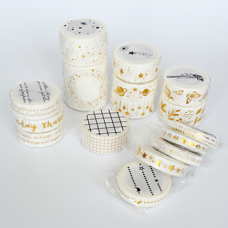 OKMT New Seven Days Bronzing and Paper Adhesive Tapes Planet Stars Frame Fine Gflower Leaf Stelle handbills Decorative Sticker Tape