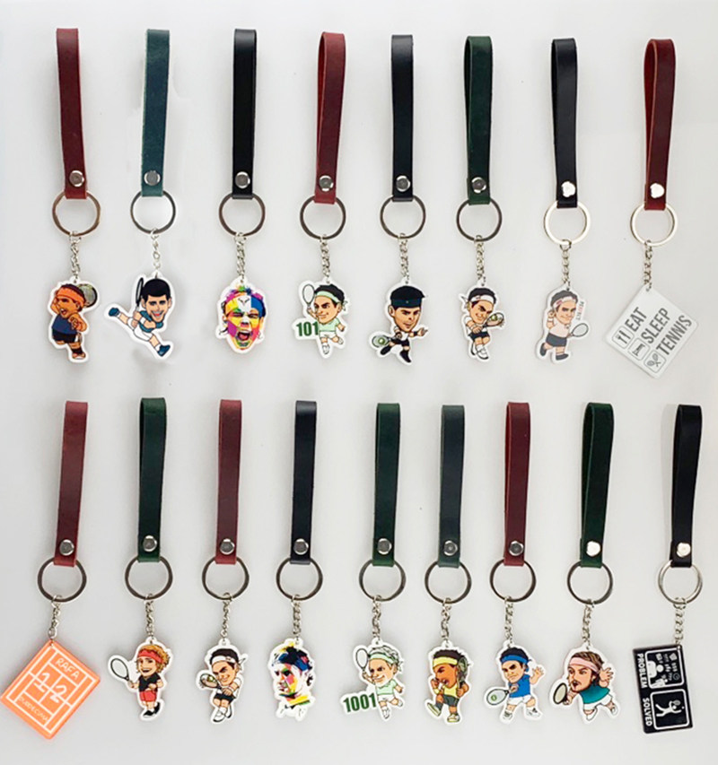 Leather Q version of tennis star player keychain pendant souvenir Federer Nadal Dayo