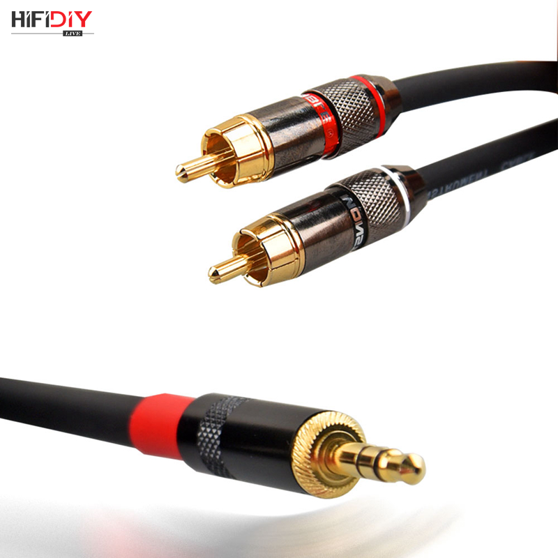 Audio line 3 5 headphone plug 10% 2 2 rca dual lotus male head computer to pick up the power amplifier speaker