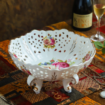 Jingdezhen ceramic fruit plate creative modern living room coffee table luxury home decoration European-style practical ornaments