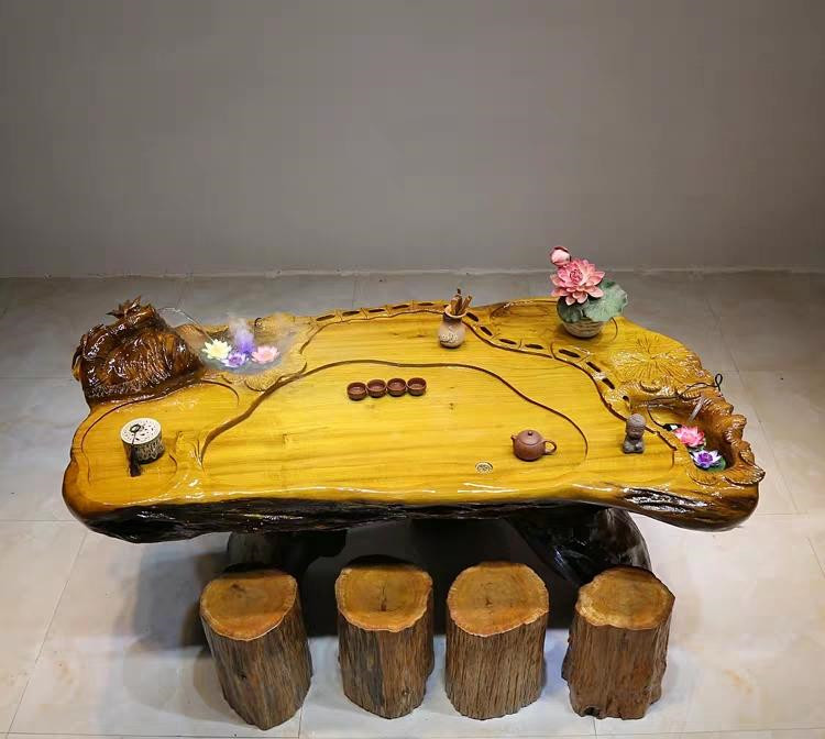 Jinsi Nanmu root khắc bàn trà nhà ban công Kung Fu bộ trà gốc cây Haigen khắc bàn cà phê gỗ rắn bàn trà - Các món ăn khao khát gốc bàn thờ ông địa bằng gốc cây