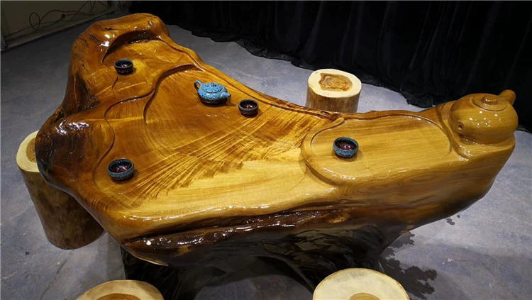 Kung Fu bộ trà khắc gốc bàn cà phê gỗ rắn bàn trà vàng lụa Nanmu gốc khắc bàn trà nhà ban công cây rễ trà biển - Các món ăn khao khát gốc