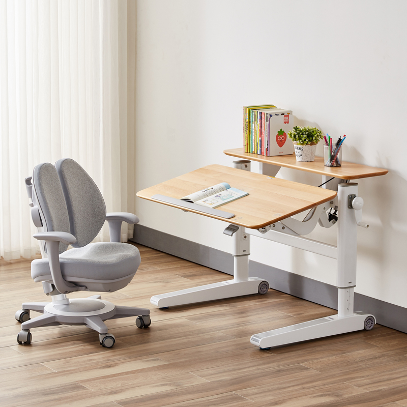 Taiwan Design Children's Desk Learning Table and Chair Lifting Writers with Student Desk and Chair Set Simple Solid Wood