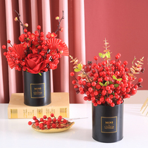 Fake Flowers Emulation Flowers Red Hair Treasure Fruits Winter Green Red Fruits New Home New Residence Jojo Relocation Living Room Xuanguan Dining Table Decoration Furnishing