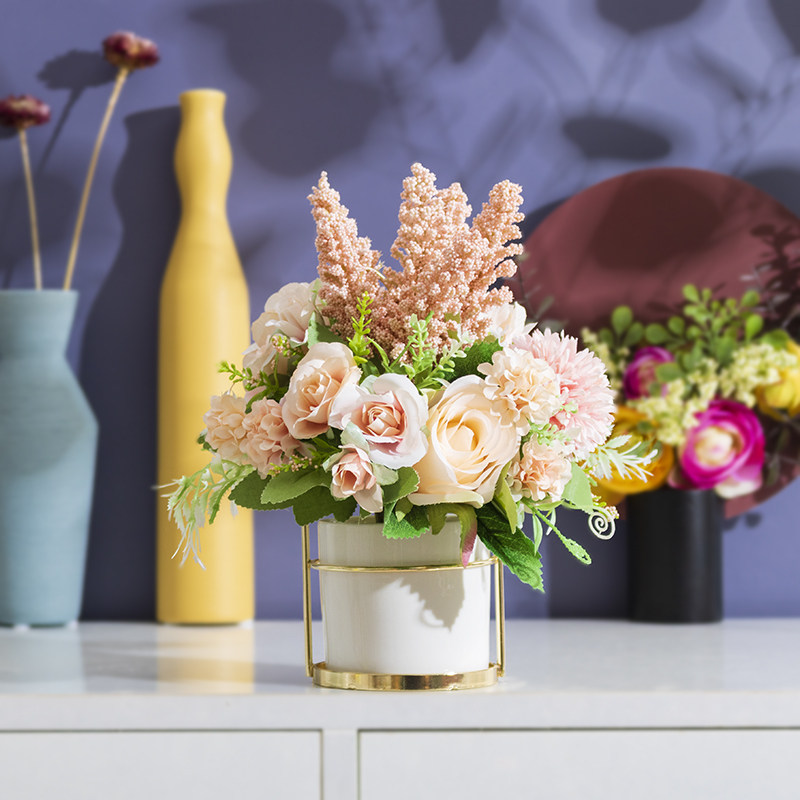 ins Nordic fake rose floral Eugalie plastic flower bouquet Flowers Art Emulation Floral Living Room Table Decoration