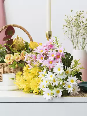 Hipster simulation flower small Daisy fake flower decoration silk flower ornaments indoor living room table plastic flower decoration