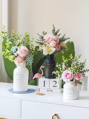 Nordic ins simulation rose eucalyptus leaves fake flower bouquet decoration living room coffee table dining table decoration