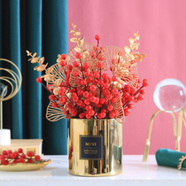 Light extravagant upscale red fruits Fat fruits emulated flowers fake flowers New ResidentGijo relocation Gift Living Room Genguan Table Decoration Pendulum