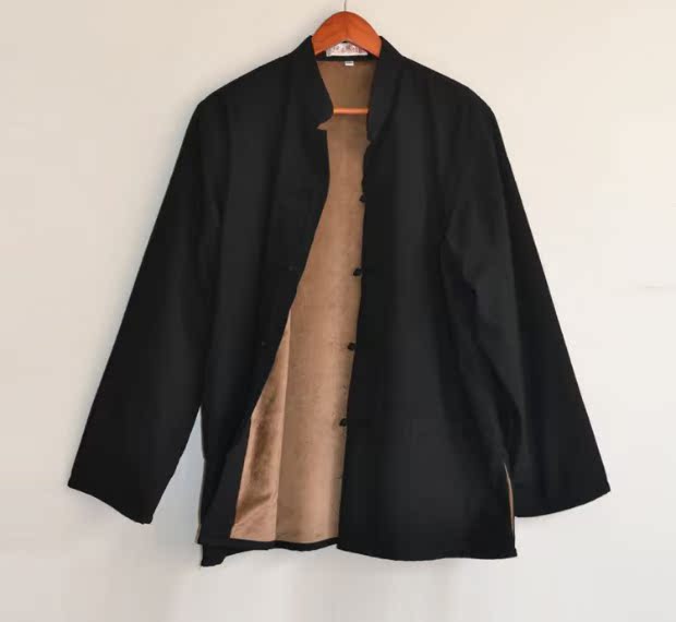 Chất liệu cotton thô cũ nam dài tay phù hợp với áo khoác nhung cộng với áo khoác nhung dày ấm áp kiểu cổ áo Trung Quốc quan ao dan toc