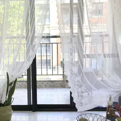 Korean-style white lace curtain yarn Princess style bay window Living room bedroom balcony partition Custom ins yarn curtain finished product