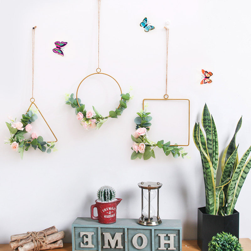 Creative Milk Tea Shop Women's Clothing Storefronts Decoration Flower Rings Hotel Net Café Wall Decoration Hanging Accessories Beauty Shop Wall Accessories