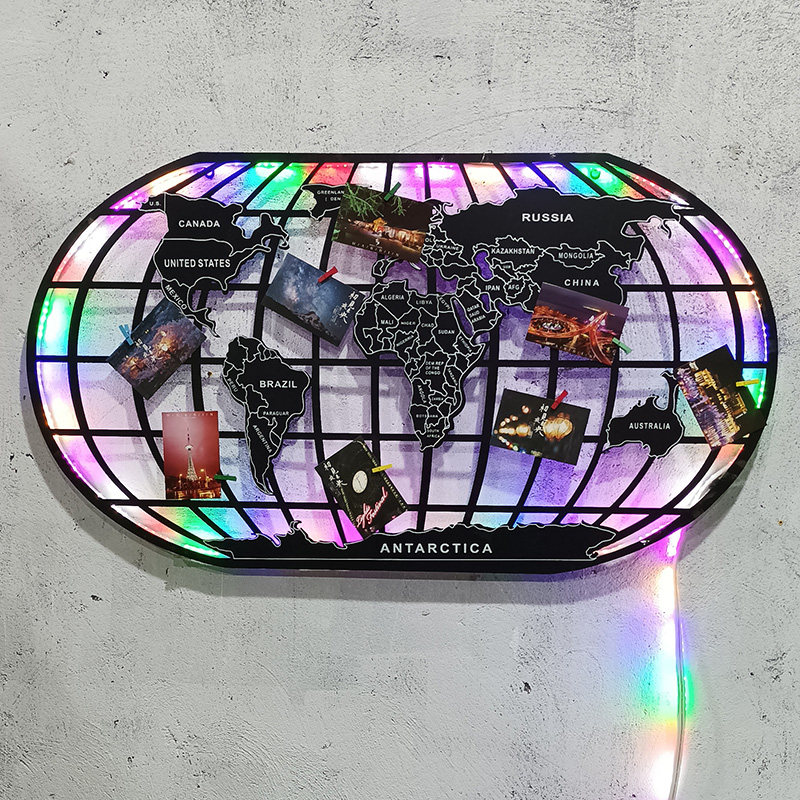 Retro Industrial Wind World Map Wall Decoration Creative Wall Hangings Pendant Barbecue Shop Wall Hanging Background Wall