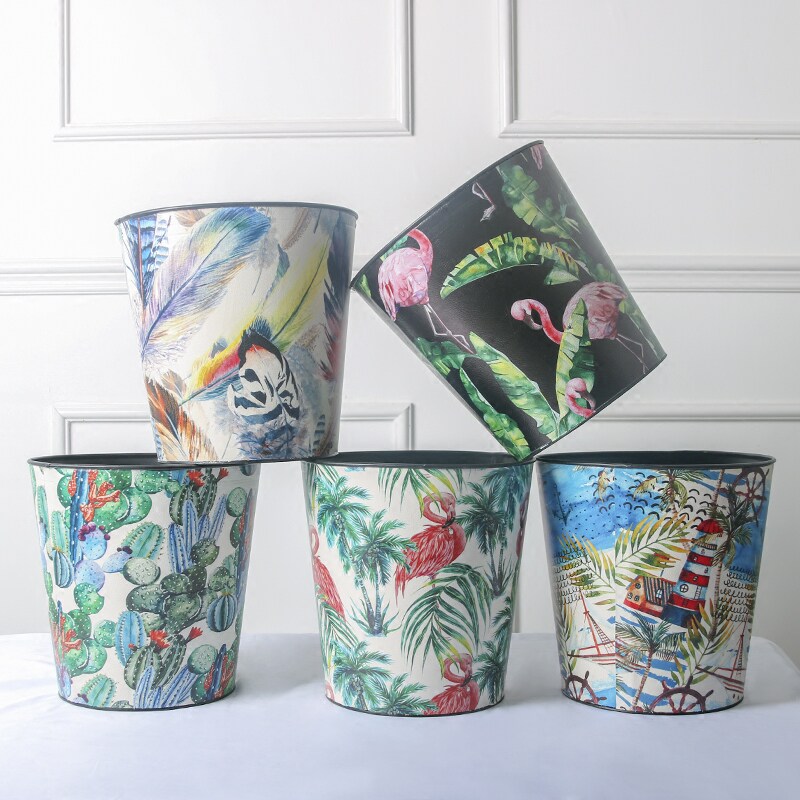 Household Trash Can Without Lid Wastebasket Nordic Style Internet Celebrity Simple European Style Cute Living Room Dormitory Bedroom Creative Kitchen