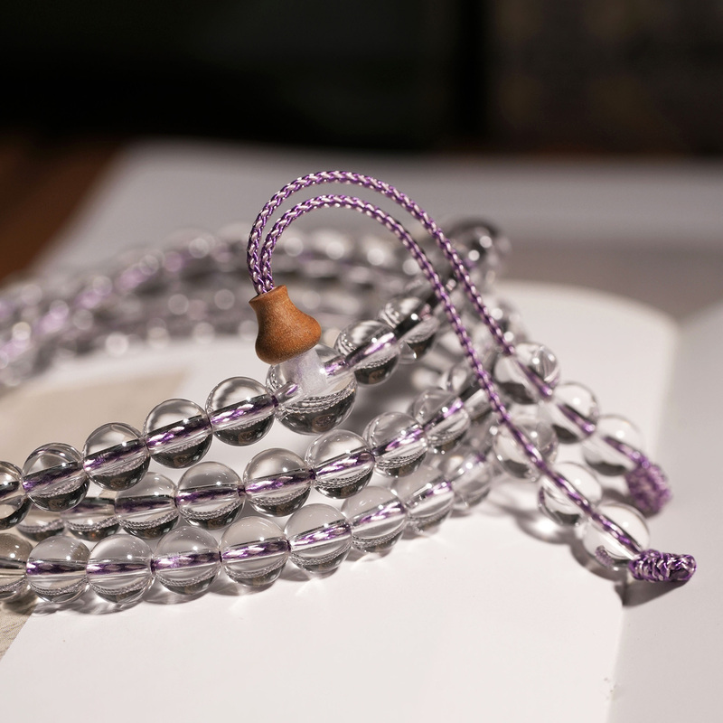 Shanhaiguo Original Pure Crystal Grade Luminous Natural White Crystal 108 Beads Buddha Bracelet Ultra-Pure Seven Treasures Shanhaiguo Original Pure Crystal Grade Luminous Natural White Crystal 108 Beads Buddha Bracelet Ultra-Pure Seven Treasures