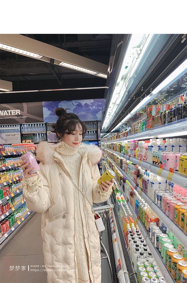 Dongdaemun trên đầu gối quần áo cotton nữ 2018 mới thêu bông tuyết dài áo khoác cotton lớn lông cổ áo xuống áo khoác - Accentuated eo áo mẫu áo măng tô nữ đẹp 2019