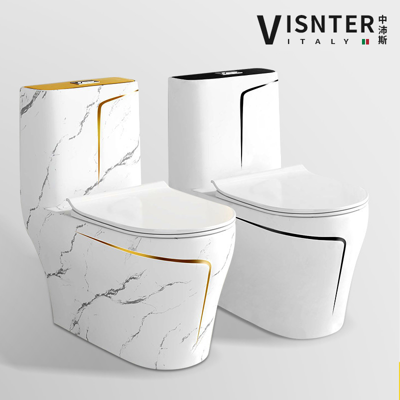 Color household siphon toilet Powder room small household ceramic toilet Black creative personality toilet