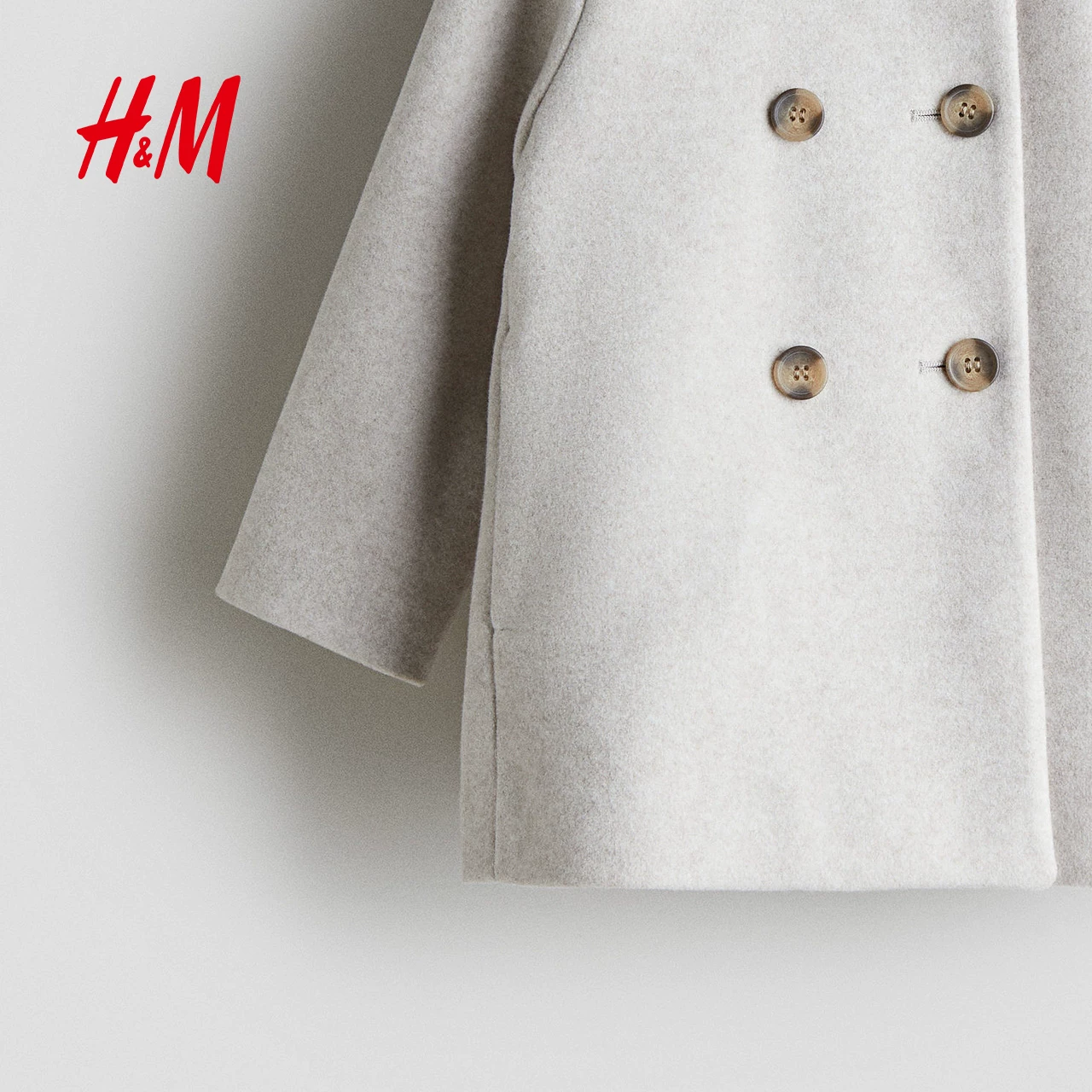 Детская одежда HM, для девочек, лето и зима, новая двубортная куртка с круглым воротником, кокетка A-силуэт, пальто из фетра 1300285