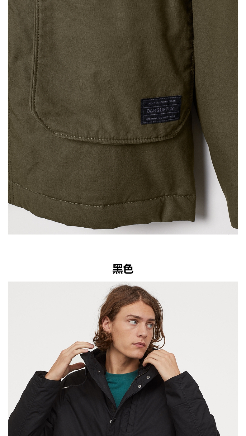 HM 商场同款 男士纯棉派克大衣 图5