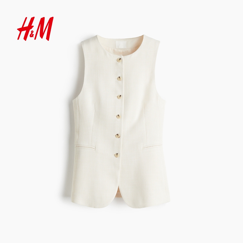 Hm Women's Vest Summer Round Neck Commuter Business Professional Sleeveless Slim Long Round Neck Vest 1288094 Hm Women's Vest Summer Round Neck Commuter Business Professional Sleeveless Slim Long Round Neck Vest 1288094