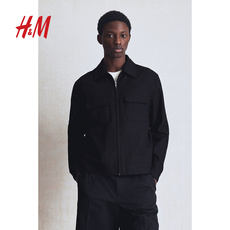 Куртка hm男装夹克夏季简约亚麻混纺cleanfit翻领夹克1262241 H&M