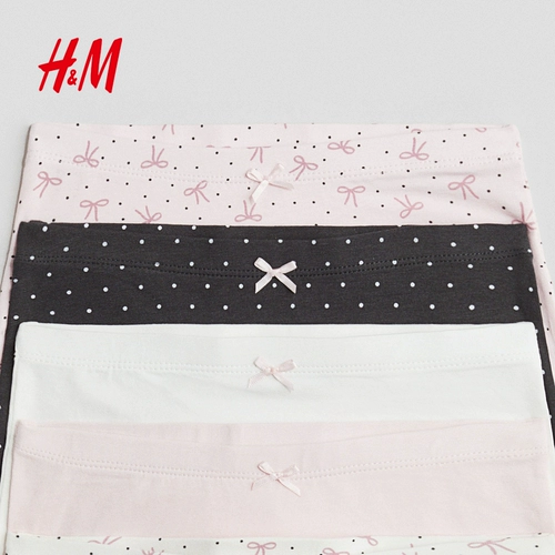 HM童装内裤女童棉质舒适松紧腰蝴蝶结平角四角裤5条装0688916