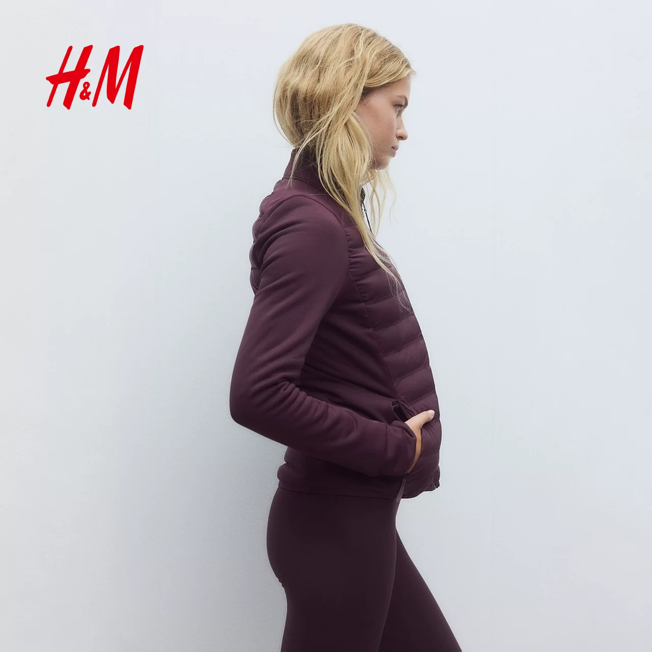 [H&M MOVE ThermoMove] Женская спортивная куртка зимняя сливово-красная куртка 1283775