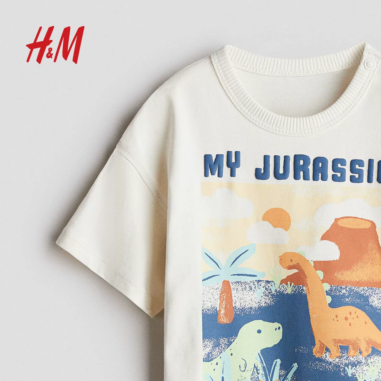 Хлопковая футболка H&M с круглым горлом для отдыха, детская одежда