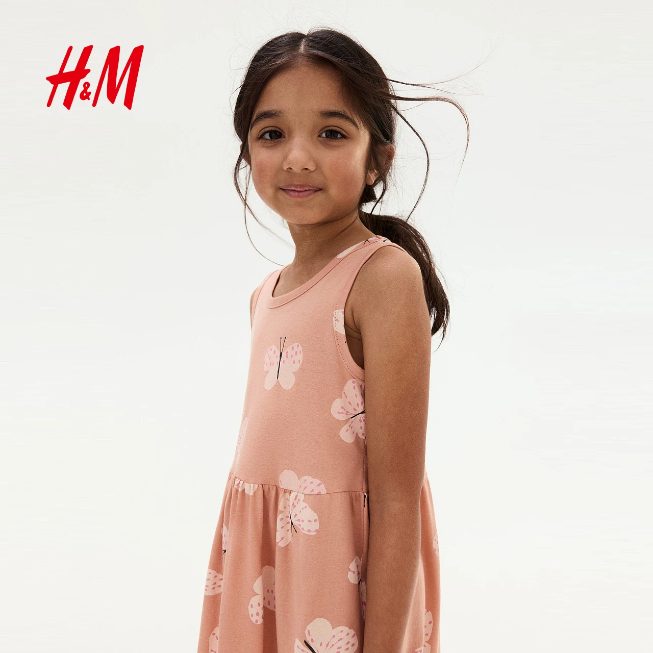 Детская одежда HM детское платье для девочек-летний стиль милое безрукавное платье с круглым вырезом, печатное микро-раструшенное платье 1157735
