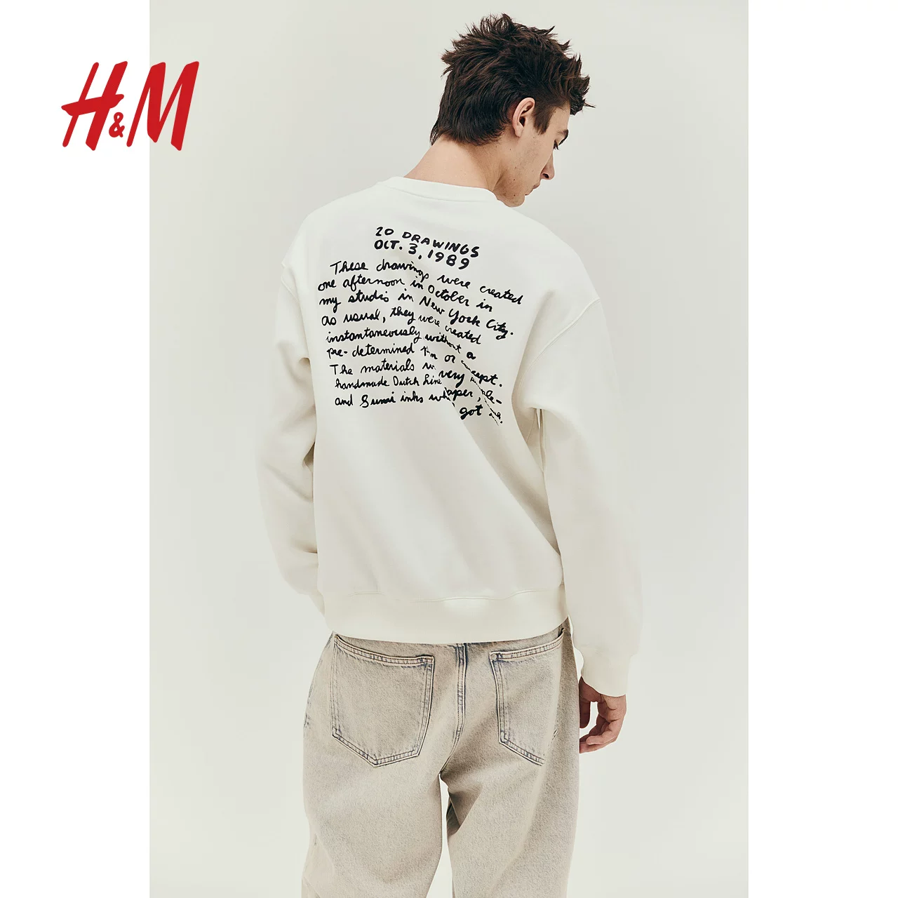 [Keith Haring] Мужская толстовка с длинным рукавом и принтом на основе футболки с бархатным воротником 1117747