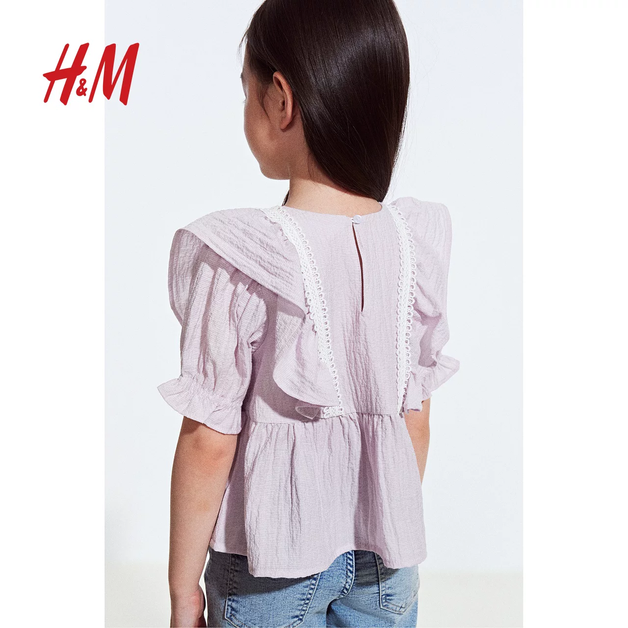 Детская одежда HM, детская рубашка для детей, летняя футболка с квадратным воротником, короткий рукав, casual, подол юбки, 1271988