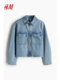 HM女装短外套夏季硬挺翻领拉链翻盖胸袋牛仔外套1254900