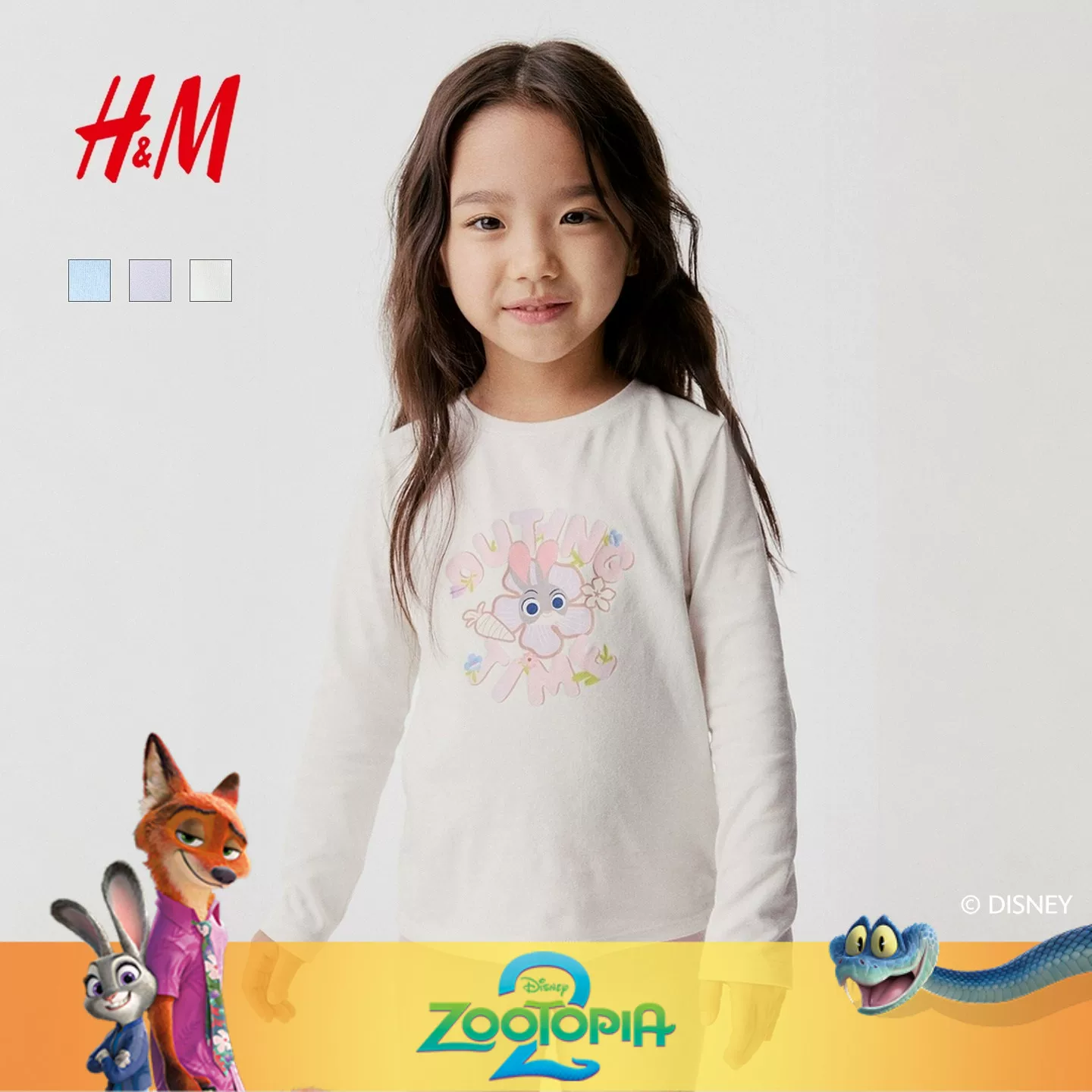 [Zootopia Совместный бренд] Детская одежда HM Детская футболкаPrint длинный рукав топ 1319802
