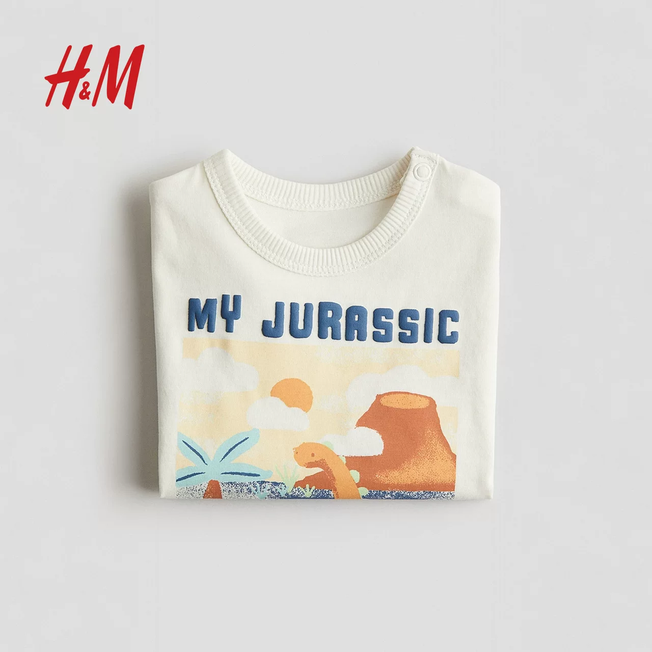 Хлопковая футболка H&M с круглым горлом для отдыха, детская одежда