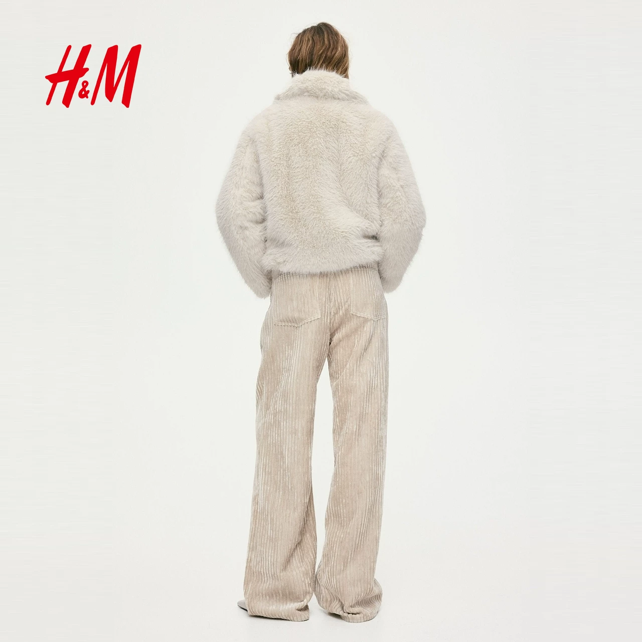 Женское пальто из меха HM, зимнее тепловое длинное рукавовое модное пальто с воротником из меха 1315022