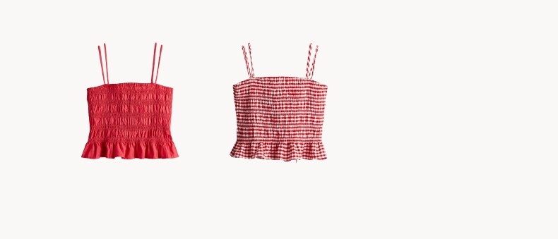 Топы/майки hm女装吊带春季时尚方领修身显瘦缩褶吊带背心衫1275284 H&M