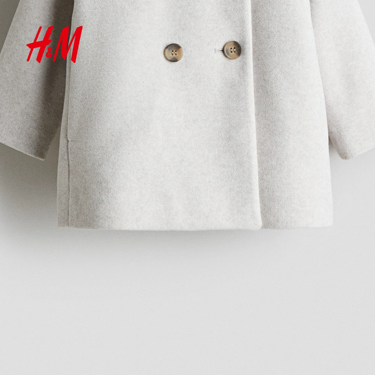 Детская одежда HM, для девочек, лето и зима, новая двубортная куртка с круглым воротником, кокетка A-силуэт, пальто из фетра 1300285