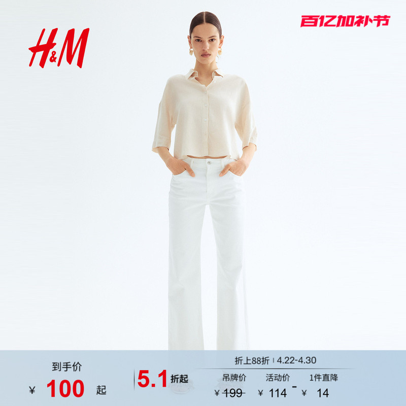 Hm Women's Shirt Summer Fashion Elegant Casual Relaxed Minimalist Linen Blend Linen Shirt 1256936