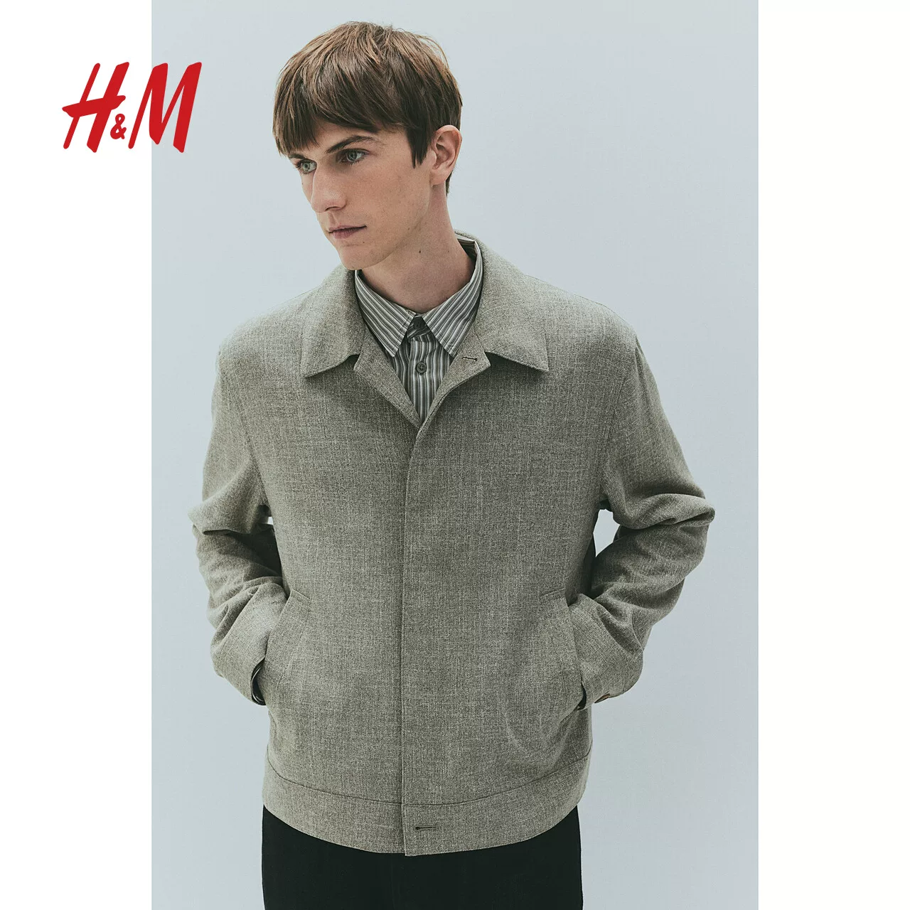 Мужская осенняя рубашка H&M, длинный рукав для отдыха, пиджак, крой
