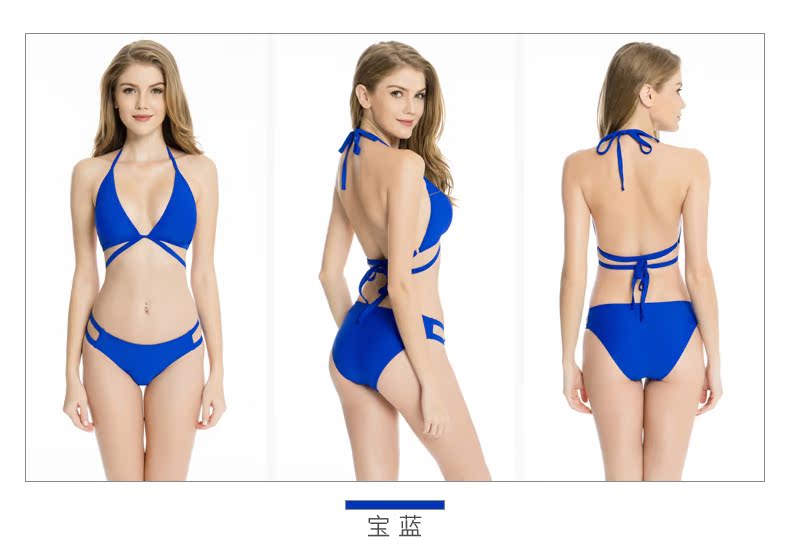 MÀU SẮC Châu Âu và Châu Mỹ Thời trang bikini Sexy Slim Thin Cross Triangle Cup Đảo Tour Du lịch Đồ bơi Phụ nữ - Bikinis bộ đồ bơi dài tay